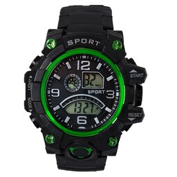 ساعت ورزشی اسپرت SPORT  پسرانه مشکی  سبز خاص و ضدآب  والار دیجیتال ارسال رایگان WALAR