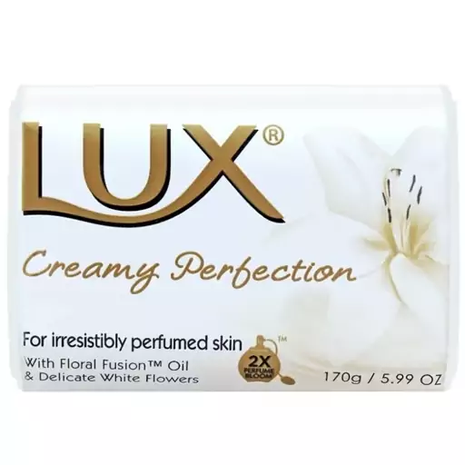 پک 10 تایی صابون LUX (لوکس) اصلی حاوی عصاره گل های سفید 85 گرمی مدل Creamy Perfection