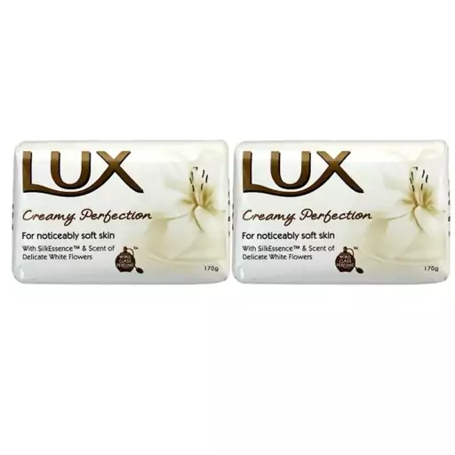 پک 6 تایی صابون LUX (لوکس) اصلی حاوی عصاره گل های سفید 85 گرمی مدل Creamy Perfection