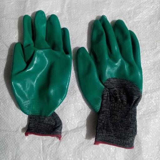 دستکش نخی کف نیتریل سنگین (3/4 با تمام انگشت ) گیلان (سبزرنگ) سایز ایکس لارج