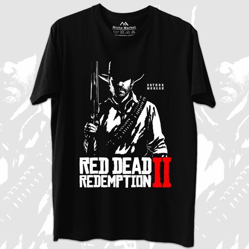 تیشرت مشکی بازی طرح رد دد ردیمپشن سیلوئت آرتور  (Red Dead Redemption Arthur Silhouette)