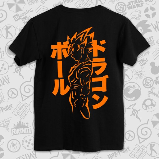 تیشرت مشکی طرح انیمه دراگون بال طرح سیلوئت گوکو پشت و رو  (Dragon Ball Goku Silhouette)