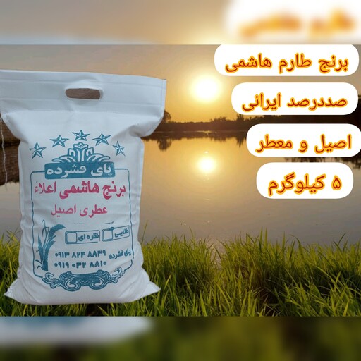 برنج طارم هاشمی  اصیل 5 کیلویی برنج شمال برند پای فشرده