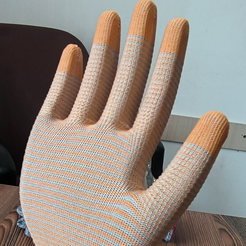 دستکش صنعتی  خام مواد نخورده 28 گرم  رنگ نارنجی طوسی