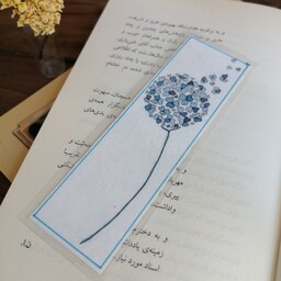 نشانگر کتاب آبرنگی طرح گل آبی مینیمال لمینت شده ابعاد 6در 14