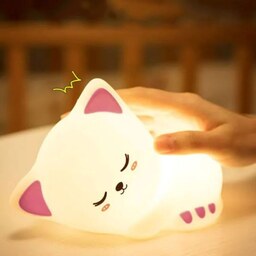 چراغ خواب سیلیکونی مدل گربه خوابیده سفید
