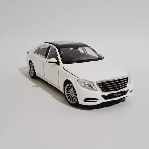 ماکت ماشین فلزی Mercedes Benz S Class رنگ سفید برند Welly  مقیاس یک بیست و چهارم