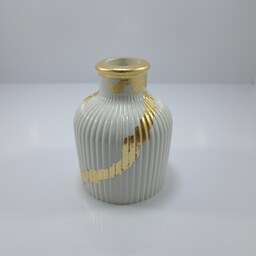 گلدان و جاشمعی سنگ مصنوعی بتنی دست ساز طرح مراکشی ورق طلا کارشده سایز کوچک 