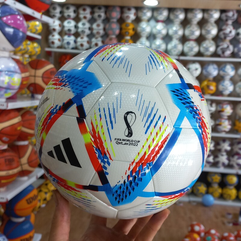 توپ فوتبال جام جهانی سایز 5 پرسی با ضمانت همراه با سوزنی وارسال رایگان در ارزانکده توپ کرمان 