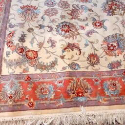 فرش دستبافت گل ابریشم کاشمر ، قالیچه 4 متری تاباف 