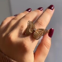انگشتر زنانه پروانه ای برند وارداتی مناسب هدیه.انگشتر دخترانه.انگشتر پروانه ای.انگشتر طلایی.کادو تولد