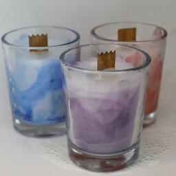 شات شمع مدرن متوسط فیتیله چوبی آبی صورتی بنفش قابل سفارش رنگ دلخواه