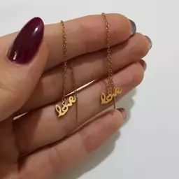 گوشواره بخیه استیل طرح لاو (love) کد 3409