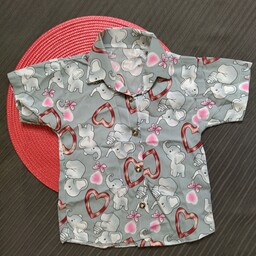 پیراهن هاوایی طرح فیل و قلب مناسب برای روز های گرم سایز بندی جنس نخی درجه یک لباس دخترانه تیشرت دخترانه پیراهن نخی  