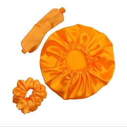 کلاه خواب نارنجی شبیکا به همراه چشم بند و اسکرانچ ساتن