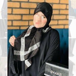 روسری مشکی زنانه ابریشم ترک قواره 100 دور دوخت ارسال رایگان 