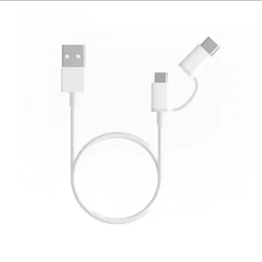 کابل اورجینال دو سر Micro USB و Type C شیائومی مدل SJX01ZM طول 30 سانتی متر رنگ سفید