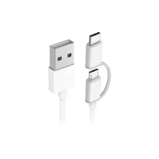 کابل اورجینال دو سر Micro USB و Type C شیائومی مدل SJX01ZM طول 30 سانتی متر رنگ سفید