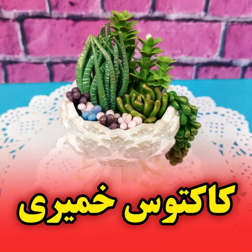 گلدون خمیری ، گل کاکتوس ، کاکتوس خمیری سایز کوچیک و گوگولی