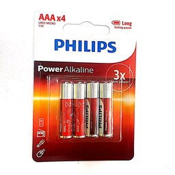 باتری نیم قلمی PHILIPS AAA بسته چهار عددی کیفیت فوق العاده طول عمر فوق العاده