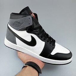 کفش نایک جردن 1 Nike Jordan مردانه رنگ سفید  مشکی طوسی سایز 41 تا 44 ( کتونی جردن - نایک جردن- کفش  جردن- کتونی جردن ) 