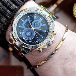 ساعت مردانه مارک محبوب والار طرح کورنو همراه دستبند.  کبریتی استیل رنگ ثابت و جعبه کادویی