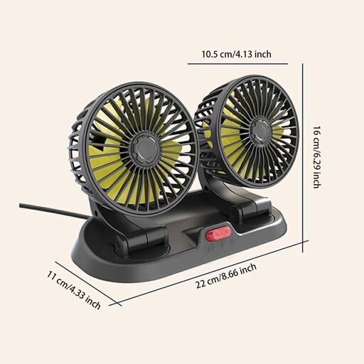 پنکه دوقلو فندکی خودرو مدل OSCILLATING DOUBLE-HEADED VEHICLE FAN Mars X-666