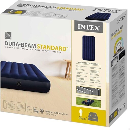 تشک بادی اینتکس یک نفره Intex Classic Downy Blue Dura Beam Airbed