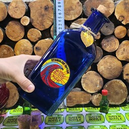 بطری خورشیدی پلاک 10 آبی کبالتی با درب چوب پنبه وارداتی محصول دست ساز جدید 