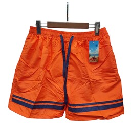 مایو شنا ساحلی مردانه وارداتی رنگ نارنجی فسفری پلی استر و ضد کلر