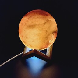 آباژور یا چراغ خواب سنگ نمک مدل گوی قطر 12 سانت دکوری رومیزی