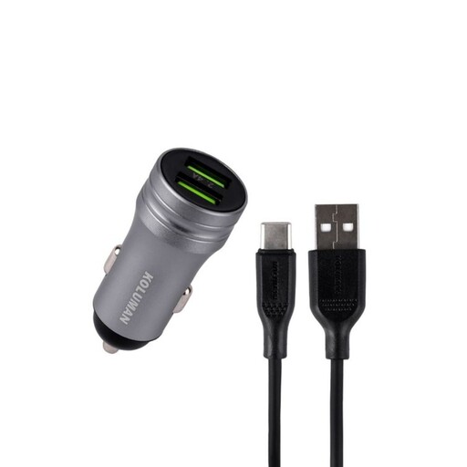 شارژر فندکی 25 وات با کابل USB-C نقره ای گارانتی 12 ماهه تکنوپاز