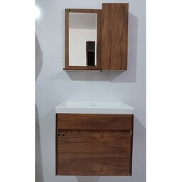 روشویی کابینتی طرح چوب ضد آب سایز 50در37 همراه آینه و باکس در 3 رنگ طرح چوب وسفید و طوسی 