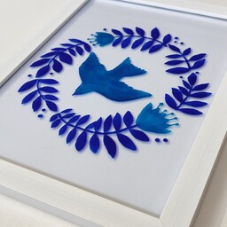 تابلو ویترای -طرح پرنده آبی