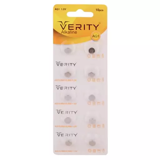 باتری سکه ای Verity Alkaline AG1 بسته 10 عددی ارسال رایگان