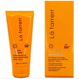 کرم ضد آفتاب و ضدلک بی رنگ لافارر مخصوص پوست های خشک و معمولی SPF 50