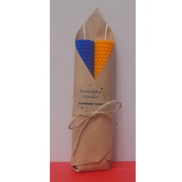 شمع دست ساز  بنفشه - استوانه ای طرح کندو -  پک دو عددی ویژه ساخته شده از ورق موم عسل  - کد 04