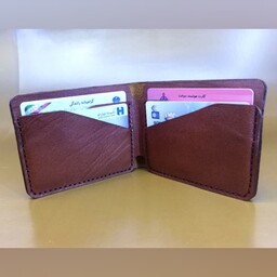 کیف پول جیبی مردانه چرم طبیعی دستدوز ارسال رایگان با جعبه چوبی و جاکلیدی ست