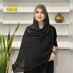 شال مشکی ساده دوردوخت کد 5837 سبک و خنک