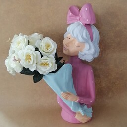 گلدان گل مصنوعی دختر گل به دست 40 سانت لباس کالباسی