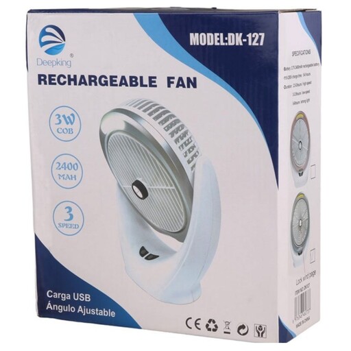 پنکه رومیزی شارژی Deepking DK-127 fan چراغ دار