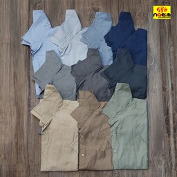 پیراهن آستین کوتاه مردانه کتان کجراه سوپر سایز 5xl و 6xl قواره دار نخ پنبه 100درصد 