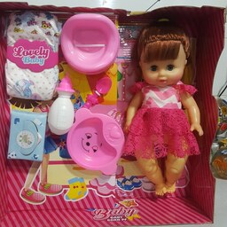 عروسک مای بی بی جیش کن - عروسک پوشکی - طرح دختر - مناسبترین قیمت بازار