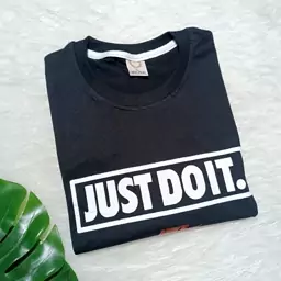 تیشرت مردانه JUST DO IT یقه و آستین کشبافت رنگ مشکی نخ پنبه ارسال رایگان 