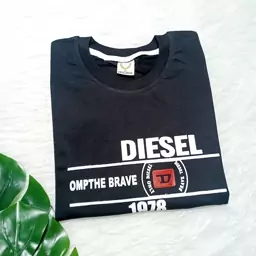 تیشرت مردانه   DIESEL یقه کشبافت و آستین ساده رنگ مشکی نخ پنبه ارسال رایگان 