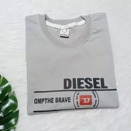 تیشرت مردانه   DIESEL یقه کشبافت و آستین ساده رنگ توسی نخ پنبه ارسال رایگان 