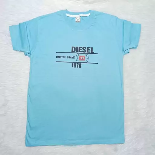 تیشرت مردانه   DIESEL یقه کشبافت و آستین ساده رنگ آبی نخ پنبه ارسال رایگان 