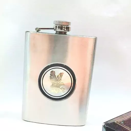 قمقمه کتابی استیل hip flask طرح عقابی oz8