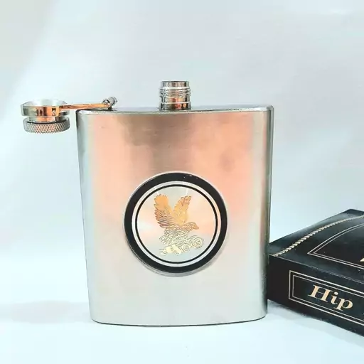 قمقمه کتابی استیل hip flask طرح عقابی