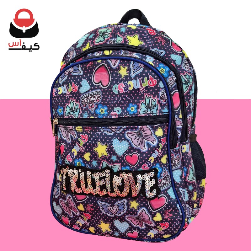 کیف مدرسه دبستانی و پیش دبستانی دخترانه شیک و جادار قلب و پروانه صورتی با قیمت ویژه